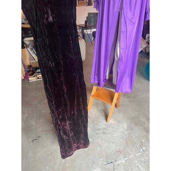 Velvet Goth Formal 90s Dress, Crushed Velvet, Prom Party Cocktail - Picture 5 of 7